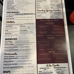 Breakfast menu