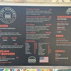 The Burger Br - English menu of burgers and sides.