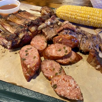 Hard Eight BBQ - Pork ribs, jalapeño sausage, brisket, Roasted Corn on the Cob and Shrimp Poppers - Barbeque Near Me - Coppell, Texas Hard Eight BBQ - Pork ribs, jalapeño sausage, brisket, Roasted Corn on the Cob and Shrimp Poppers - Barbeque Near Me - Coppell, Texas