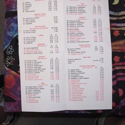 First Wok Carry Out - Menu back page. Updated 8/17/23