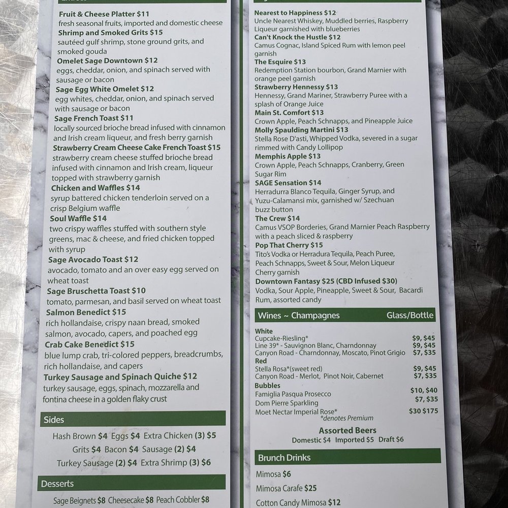 Sage Restaurant - Menu - American Near Me - Memphis, Tennessee Sage Restaurant - Menu - American Near Me - Memphis, Tennessee
