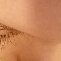 Long natural lashes.