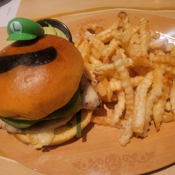 Toadstool Cafe - Luigi Burger- Waited from 6:45 to almost 9:30 for this cold mess - Cafes Near Me - Universal City, California Toadstool Cafe - Luigi Burger- Waited from 6:45 to almost 9:30 for this cold mess - Cafes Near Me - Universal City, California