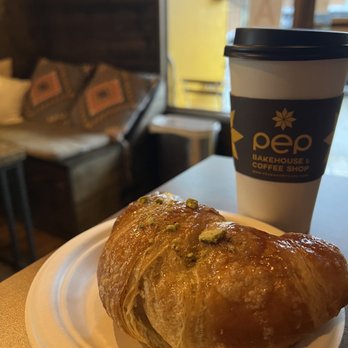 PEP Bakehouse & Coffee Shop - Pistachio croissant and large Cappuccino - Bakeries Near Me - Brooklyn, New York PEP Bakehouse & Coffee Shop - Pistachio croissant and large Cappuccino - Bakeries Near Me - Brooklyn, New York