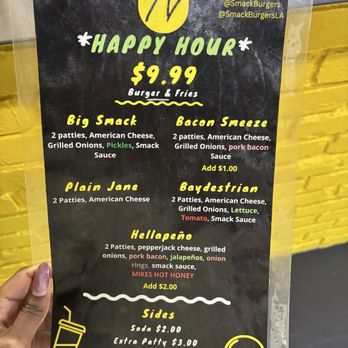 Smack Burgers - Happy hour menu - Burgers Near Me - Los Angeles, California