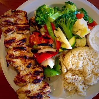 Chicken Maison - Chicken kabob plate with steamed vegetables and Maison rice. - Mediterranean Near Me - Gardena, California Chicken Maison - Chicken kabob plate with steamed vegetables and Maison rice. - Mediterranean Near Me - Gardena, California