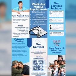 T&D Phlebotomy - Legal, Non-Legal, Non-Invasive Prenatal Paternity, and Relationship Paternity testing.
