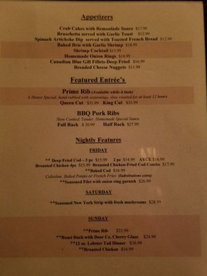 Menu photo 5 Buckhorn Supper Club Milton, WI Menu photo 5 Buckhorn Supper Club Milton, WI