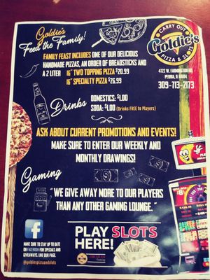 Menu photo 1 Goldies Pizza and Slots Peoria, IL Menu photo 1 Goldies Pizza and Slots Peoria, IL
