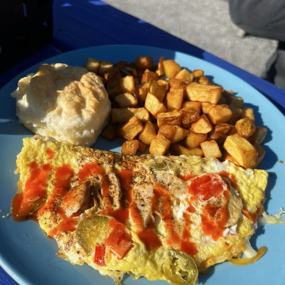 Granny's Country Kitchen - Southwestern omelet with home fries and a biscuit - Southern Near Me - Carolina Beach, North Carolina Granny's Country Kitchen - Southwestern omelet with home fries and a biscuit - Southern Near Me - Carolina Beach, North Carolina