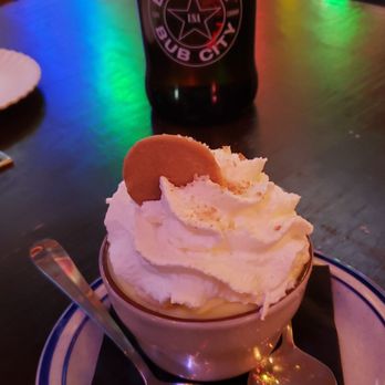 Bub City - Banana pudding ($5), garnished with whipped cream and a vanilla wafer - Bars Near Me - Rosemont, Illinois Bub City - Banana pudding ($5), garnished with whipped cream and a vanilla wafer - Bars Near Me - Rosemont, Illinois