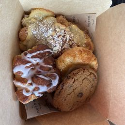 Monkey bread, chocolate chip cookie, danish, and almost croissant Monkey bread, chocolate chip cookie, danish, and almost croissant