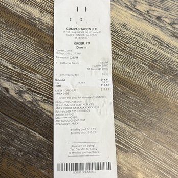 Compas Tacos - Receipt - Tacos Near Me - Lake Elsinore, California Compas Tacos - Receipt - Tacos Near Me - Lake Elsinore, California