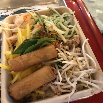 Roll Play - Fully loaded bowl with meatballs and pork egg rolls - Vietnamese Near Me - Vienna, Virginia
