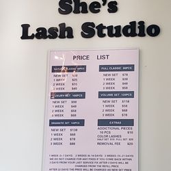 She’s Lash Studio  - Pricing list