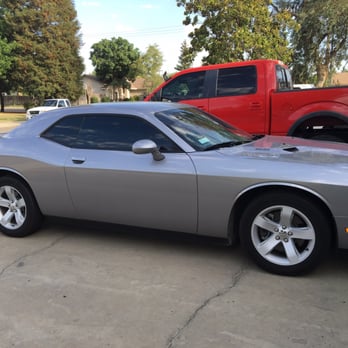 Tint Pros - 2014 Dodge Challenger - 5% in the back, 20% on the front 2 windows & a strip on the windshield. - Home Window Tinting Near Me - Fresno, California Tint Pros - 2014 Dodge Challenger - 5% in the back, 20% on the front 2 windows & a strip on the windshield. - Home Window Tinting Near Me - Fresno, California