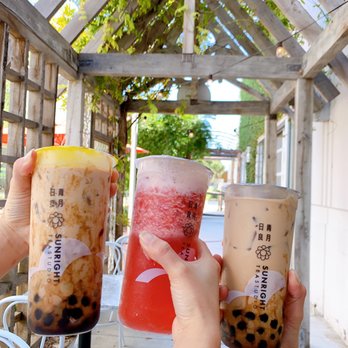 Sunright Tea Studio - Sunright boba milk tea and strawberry jasmine - Bubble Tea Near Me - Costa Mesa, California Sunright Tea Studio - Sunright boba milk tea and strawberry jasmine - Bubble Tea Near Me - Costa Mesa, California