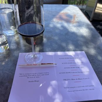 Austin Hope & Treana Tasting Cellar - 4/28/25 FYI. Logo pen for notes - Wine Tasting Room Near Me - Paso Robles, California Austin Hope & Treana Tasting Cellar - 4/28/25 FYI. Logo pen for notes - Wine Tasting Room Near Me - Paso Robles, California