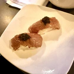 Wagyu nigiri sushi with caviar