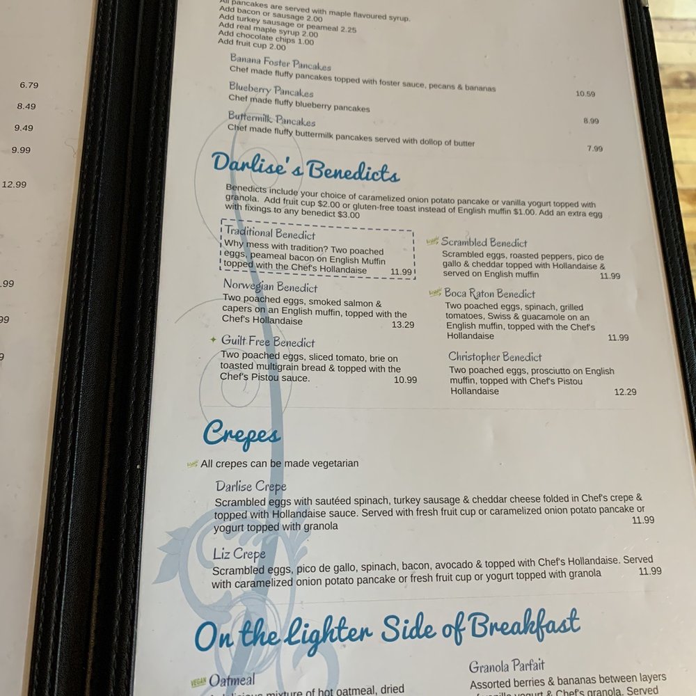 the menu and prices