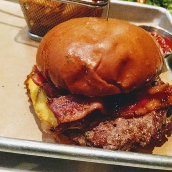 Hide - Double Cheeseburger - Two all beef patties / american cheese / beer onions / bacon / garlic aioli - Cocktail Bars Near Me - Dallas, Texas