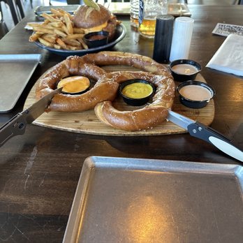 Model A Brewing - Bavarian Protezel, burger, a Benchmade Narrows and a Protech Newport :) - Breweries Near Me - Tega Cay, South Carolina Model A Brewing - Bavarian Protezel, burger, a Benchmade Narrows and a Protech Newport :) - Breweries Near Me - Tega Cay, South Carolina