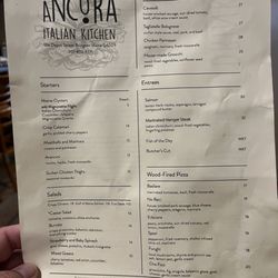 Ancora Italian Kitchen - Dinner menu