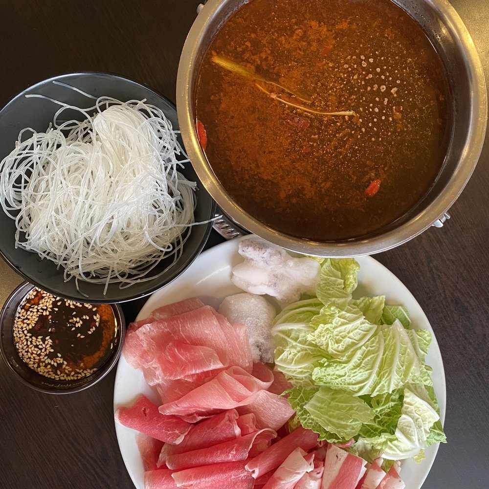 Asian Hot Pot - 4 meats, 1 Chinese cabbage and glass noodles, with a spicy Szechuan broth. Delicious. $15 lunch menu - Hot Pot Near Me - Winnipeg, Manitoba Asian Hot Pot - 4 meats, 1 Chinese cabbage and glass noodles, with a spicy Szechuan broth. Delicious. $15 lunch menu - Hot Pot Near Me - Winnipeg, Manitoba