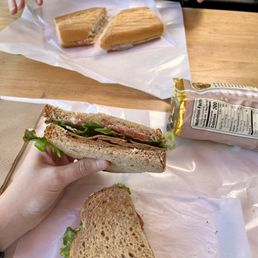 Regular Cuban (in the background) and tofurkey sandwich (in the foreground)
