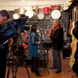 Footes Music - Nick being interviewed by ITV for the new shop opening.