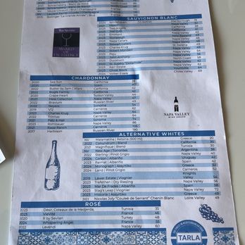 Tarla Mediterranean Bar + Grill - Wine list - Mediterranean Near Me - Napa, California