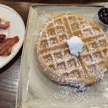First Watch - Belgium waffle with bacon. - Breakfast & Brunch Near Me - Geneva, Illinois