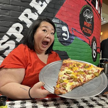 Mony’s Pizzeria - This slice is HUUUGE! - Pizza Near Me - Houston, Texas