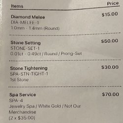 Smyth Jewelers - Receipt for a diamond replacement