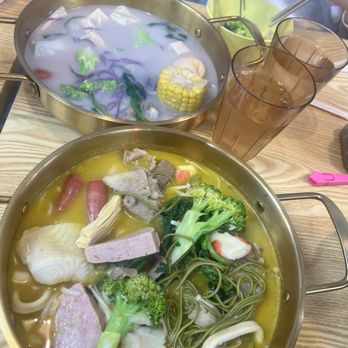 Guifei Spicy - Spicy pickled broth and seafood broth pictured above - Hot Pot Near Me - West Covina, California Guifei Spicy - Spicy pickled broth and seafood broth pictured above - Hot Pot Near Me - West Covina, California