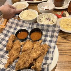 Chicken tenders with Nashville Hot sauce.