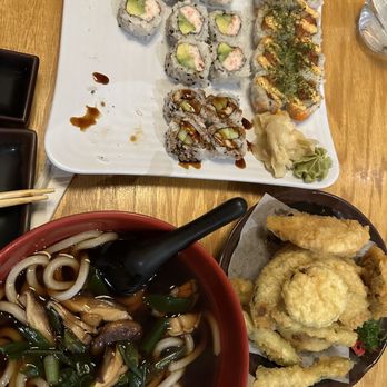 Sushi Station - Sorry for missing pieces... couldn't wait. Spicy salmon, St. Louis, Cali and eel/cucumber rolls (kid friendly!). Tempura udon - Sushi Bars Near Me - Webster Groves, Missouri Sushi Station - Sorry for missing pieces... couldn't wait. Spicy salmon, St. Louis, Cali and eel/cucumber rolls (kid friendly!). Tempura udon - Sushi Bars Near Me - Webster Groves, Missouri