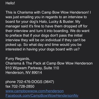 Camp Bow Wow - Email from Camp Bowow - Pet Boarding Near Me - Henderson, Nevada