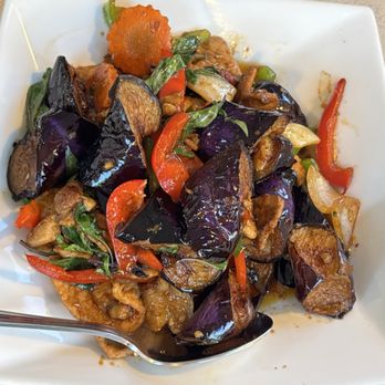 Silver Spoons Thai BBQ House - Eggplant stir fry. So good!!!! - Thai Near Me - Diamond Bar, California Silver Spoons Thai BBQ House - Eggplant stir fry. So good!!!! - Thai Near Me - Diamond Bar, California