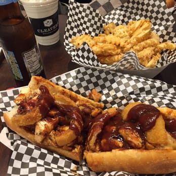 Cleavers - BBQ Chicken steak, garlic parm fries, angry orchard, and a coconut vanilla rum milkshake. - Cheesesteaks Near Me - Philadelphia, Pennsylvania