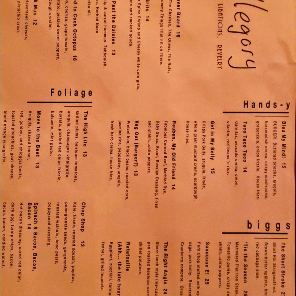 Allegory - Dinner menu. - American Near Me - Naperville, Illinois Allegory - Dinner menu. - American Near Me - Naperville, Illinois