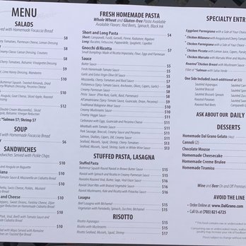Dal Grano - Menu, if you're ordering pasta you order in two parts. First you pick your pasta, then your sauce. Great selections. - Pasta Shops Near Me - McLean, Virginia
