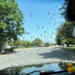Shenandoah Exxon - Soap stuck on the window after the wash.
