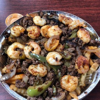 Fatima's Grill - Steak and shrimp fries w/ their special sauce. - Mediterranean Near Me - Downey, California Fatima's Grill - Steak and shrimp fries w/ their special sauce. - Mediterranean Near Me - Downey, California