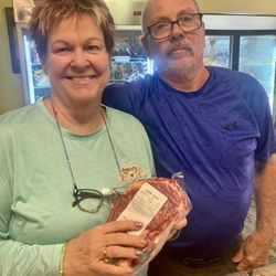 Yoder Meats - Lawrence - I am holding a ribeye. I always get them here at Lawrence Yoder meats. The best anywhere in the US.