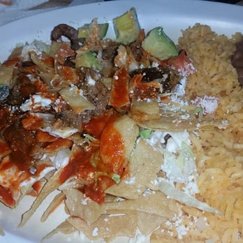 Antojitos Mexicanos - Chilaquiles with Red sauce and steak! Rice and beans (frijoles de olla omg yumm) Its sooo yummy I really had to pace myself! - Mexican Near Me - Perris, California Antojitos Mexicanos - Chilaquiles with Red sauce and steak! Rice and beans (frijoles de olla omg yumm) Its sooo yummy I really had to pace myself! - Mexican Near Me - Perris, California
