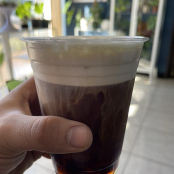 Fireproof Coffee - Total Eclipse (smoked vanilla cold brew with vanilla cold foam) - Coffee & Tea Near Me - Redlands, California Fireproof Coffee - Total Eclipse (smoked vanilla cold brew with vanilla cold foam) - Coffee & Tea Near Me - Redlands, California