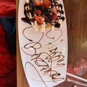 360 Brunch House - The most delicious pancake I've ever had! I believe it had Oreos, strawberries, chocolate sauce and a cream cheese drizzle on it! - Breakfast & Brunch Near Me - Mansfield, Texas