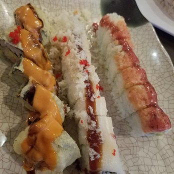 Sake Asian - Boston bay roll (left) winter roll (mid) American Dream roll (right) - Sushi Bars Near Me - Massapequa, New York Sake Asian - Boston bay roll (left) winter roll (mid) American Dream roll (right) - Sushi Bars Near Me - Massapequa, New York