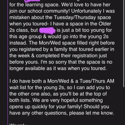 Ivybrook Academy - Email sent two days after your, day after I registered. Please keep in mind this was after I reached out in an email to HER.